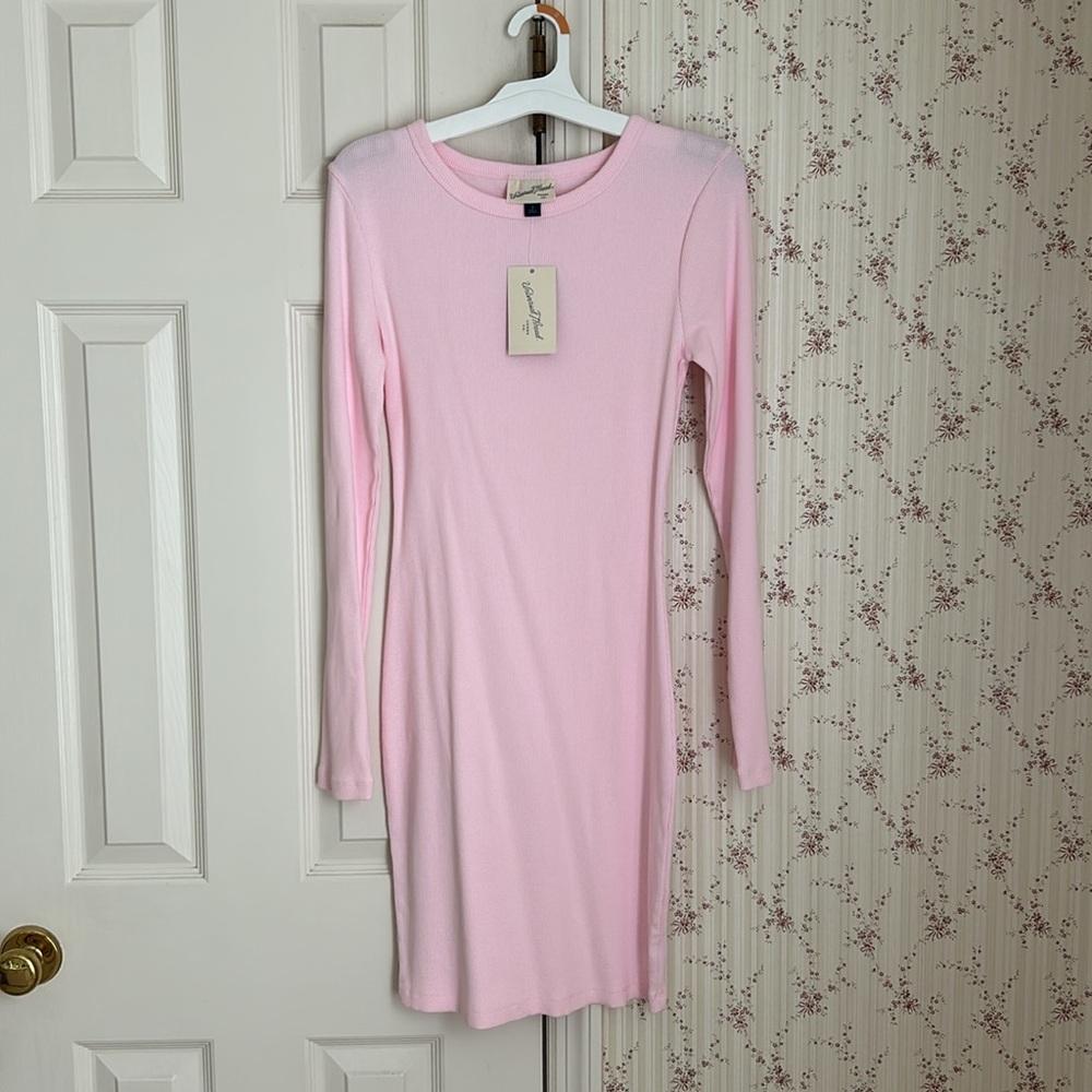 Ribbed body con dress pink